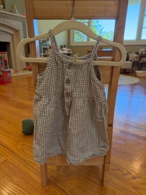 Rylee + Cru Beige and White Gingham short jumpsuit